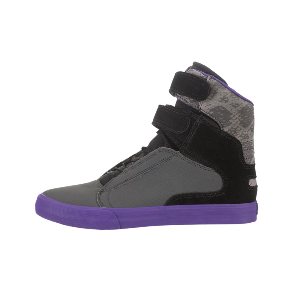 Baskets Montantes Supra Society Grise Noir Charcoal/Black-Purple Homme | LBY-61894702